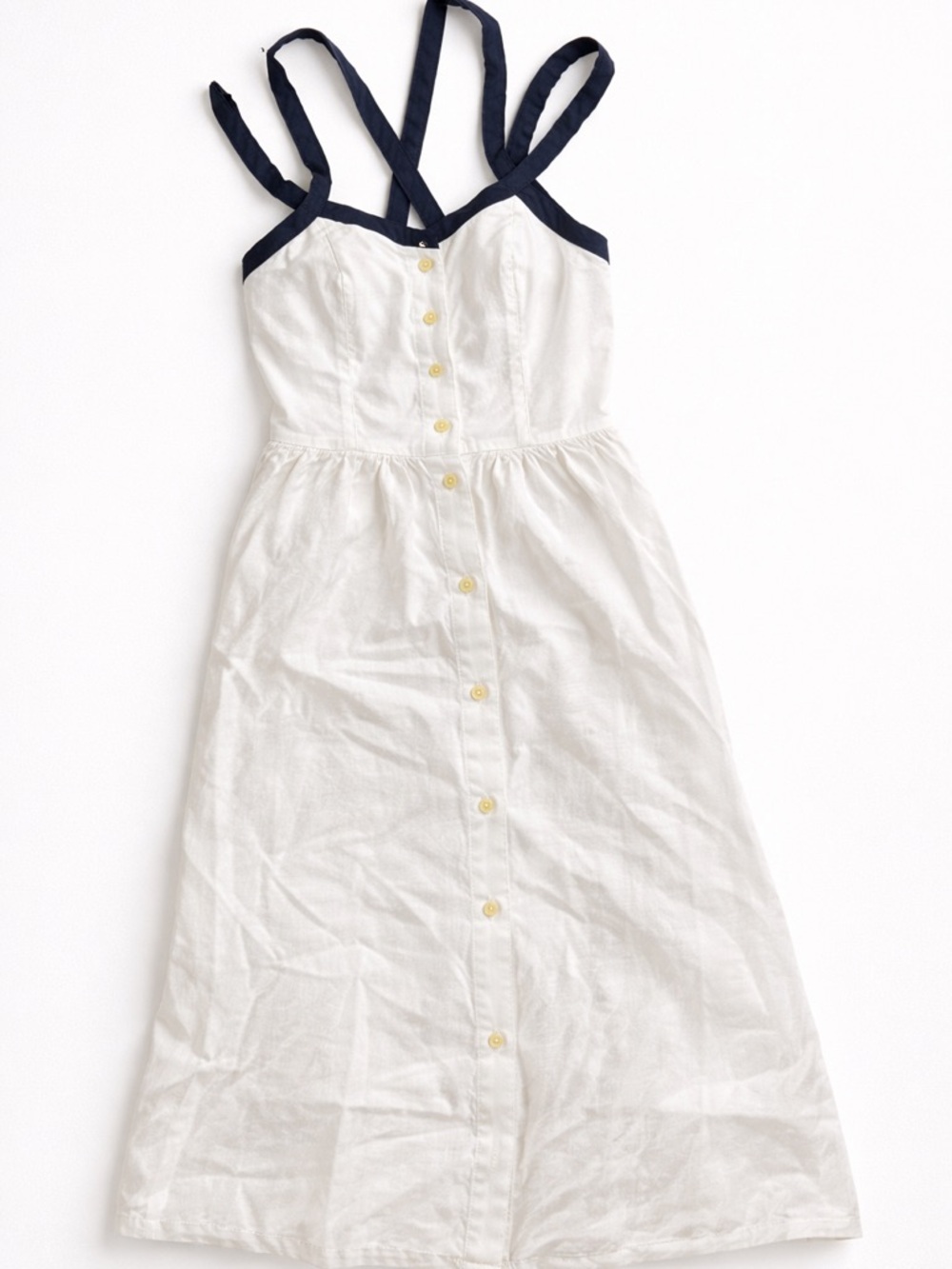 Maeve Anthropologie Anthro White Linen Button Front Midi Dress Size 6